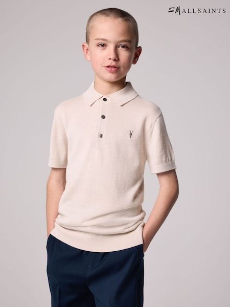 smALLSAINTS Beige Boys Mode Short Sleeve Knitted Polo Shirt (E69046) | £32 - £36