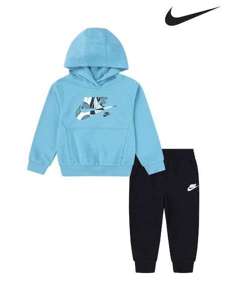 Nike Black Little Kids Outside Overhead Hoodie and Joggers Tracksuit (E71322) | £45
