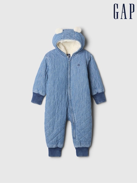 Gap Blue Cotton Quilted Cosy Chambray One-Piece (Newborn-24mths) (E89311) | £35