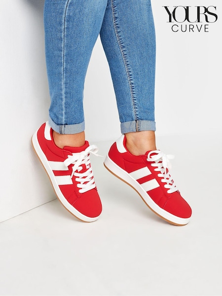Yours Curve Red Wide Fit Padded Skate Trainers (E95322) | £34