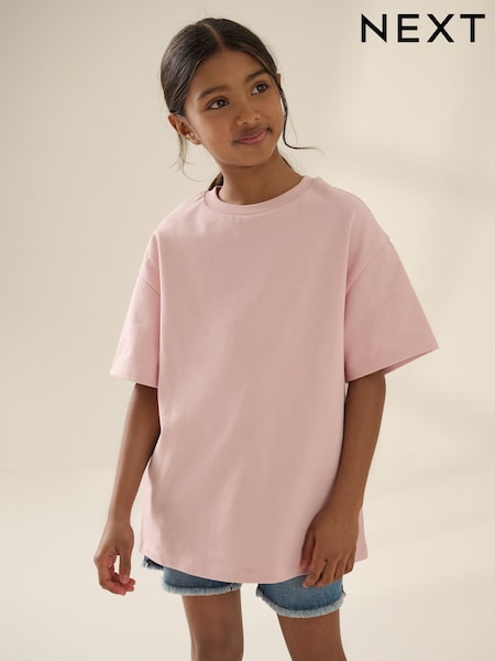 Pink Oversized Heavyweight 100% Cotton T-Shirt (3-16yrs) (F45665) | £6 - £11