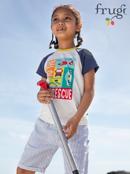 Frugi White Reid Raglan 100% Organic Cotton T-Shirt (F46944) | £18 - £20