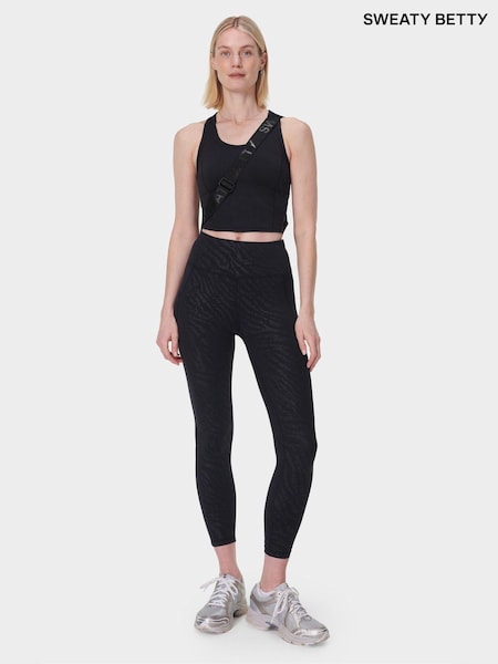 Sweaty Betty Chrome Black Full Length All Day 7/8 Embossed Leggings (F47559) | £65