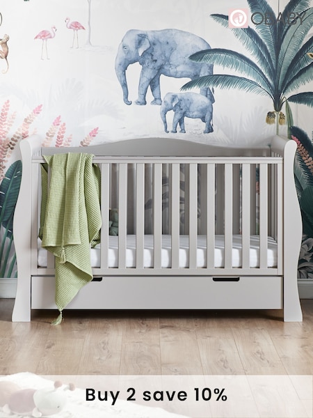 Obaby Warm Grey Stamford Luxe Nursery Cot Bed (F82838) | £445
