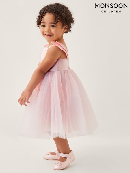 Monsoon Pink Baby Angel Wing Sleeve Tulle Dress (F82930) | £44 - £46