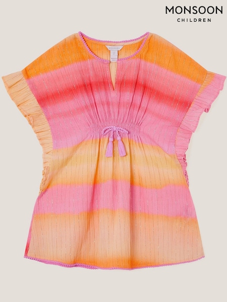 Monsoon Orange Glitter Ombré 100% Cotton Kaftan (F91894) | £26 - £30