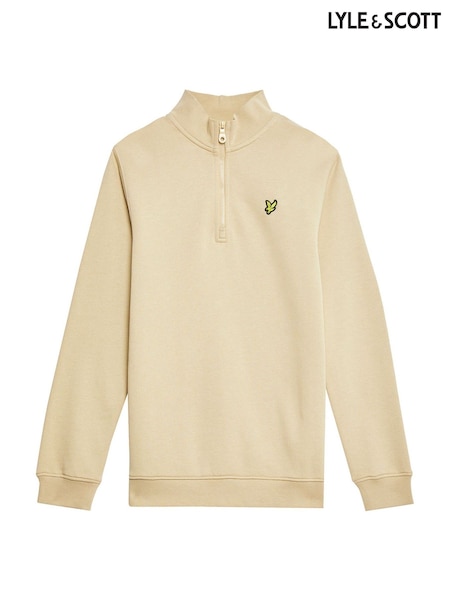 Lyle & Scott Cream Quarter Zip Pullover Jumper (G01323) | £50 - £55