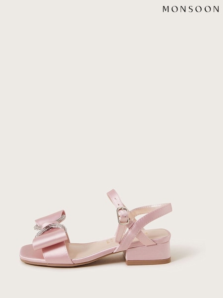 Monsoon Pink Diamante Bow Satin Heels (H14382) | £25 - £29
