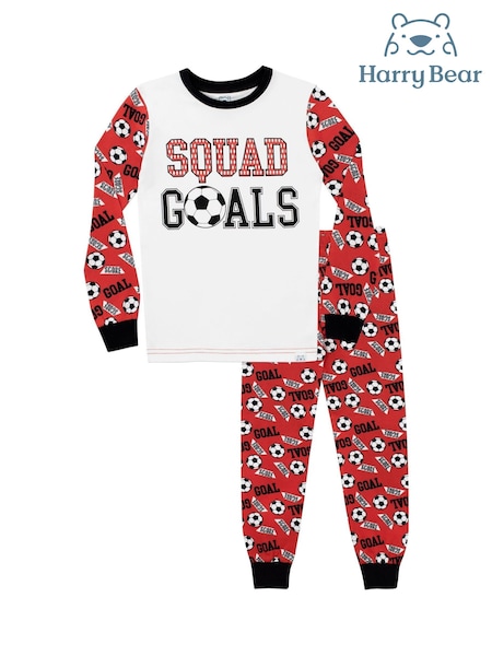 Harry Bear Red Snuggle Fit Squad Goals Football 100% Cotton Pyjamas (H25918) | £17