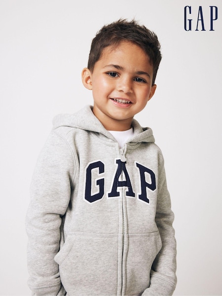 Gap Grey Logo Zip Up Hoodie (Newborn-5yrs) (K72047) | £20