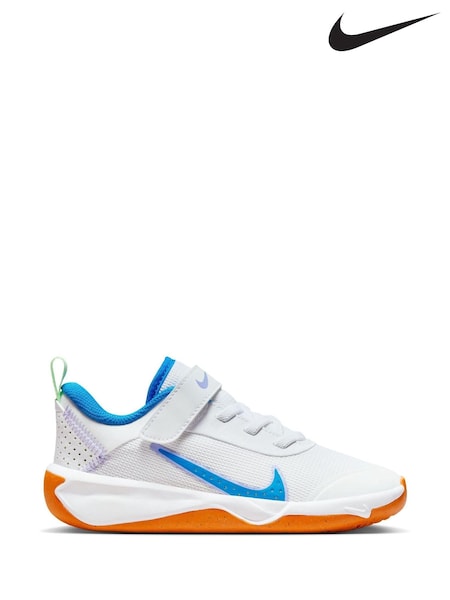 Nike White/Blue Junior Omni Trainers (N40981) | £35