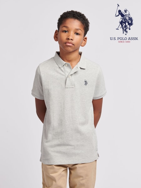 U.S. Polo Assn. Grey Boys Double Horsemen 100% Cotton Polo Shirt (N95714) | £35 - £42