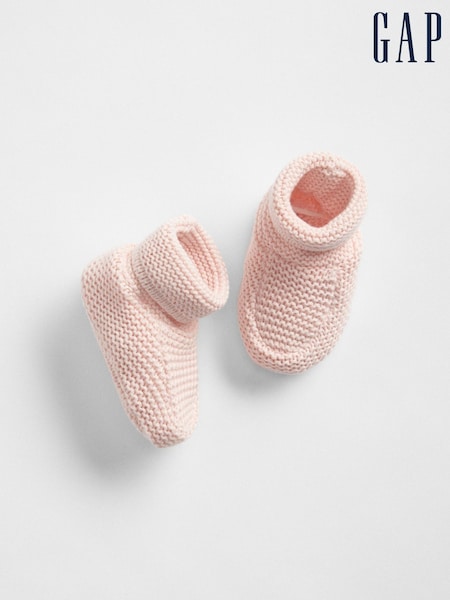 Gap Pink Brannan Bear Soft Cotton Knit Bootie Baby Shoes (Newborn-12mths) (R92672) | £11
