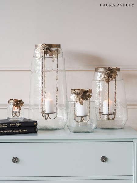 Laura Ashley Gold Leaf Bottle Hurricane Candle Holder (U74542) | £25 - £150