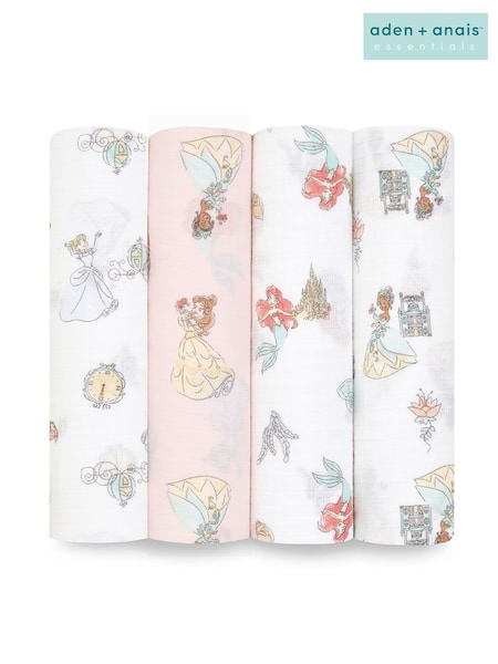 Aden & Anais Disney Princess Essentials Muslin 100% Cotton Blankets 4 Pack (U83815) | £35