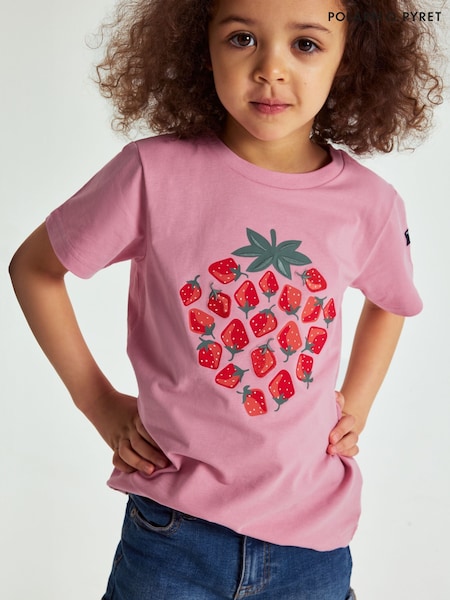 Polarn O Pyret Pink Strawberry Print T-Shirt (W24253) | £22