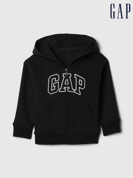 Gap Black & White Zip Up Logo Fleece-Lined Hoodie (6mths-5yrs) (W27832) | £20