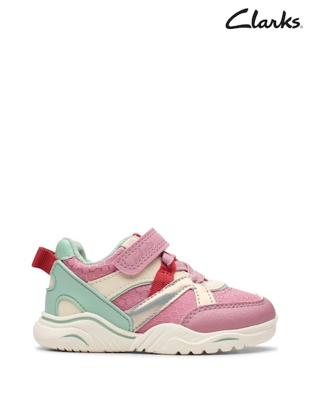 Clarks Pink Multi Feather Pace T. Trainers (W33120) | £18.82