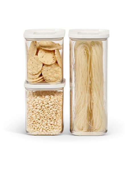Mepal White Modula Stackable 3 Piece Kitchen Storage Set (W35853) | £25