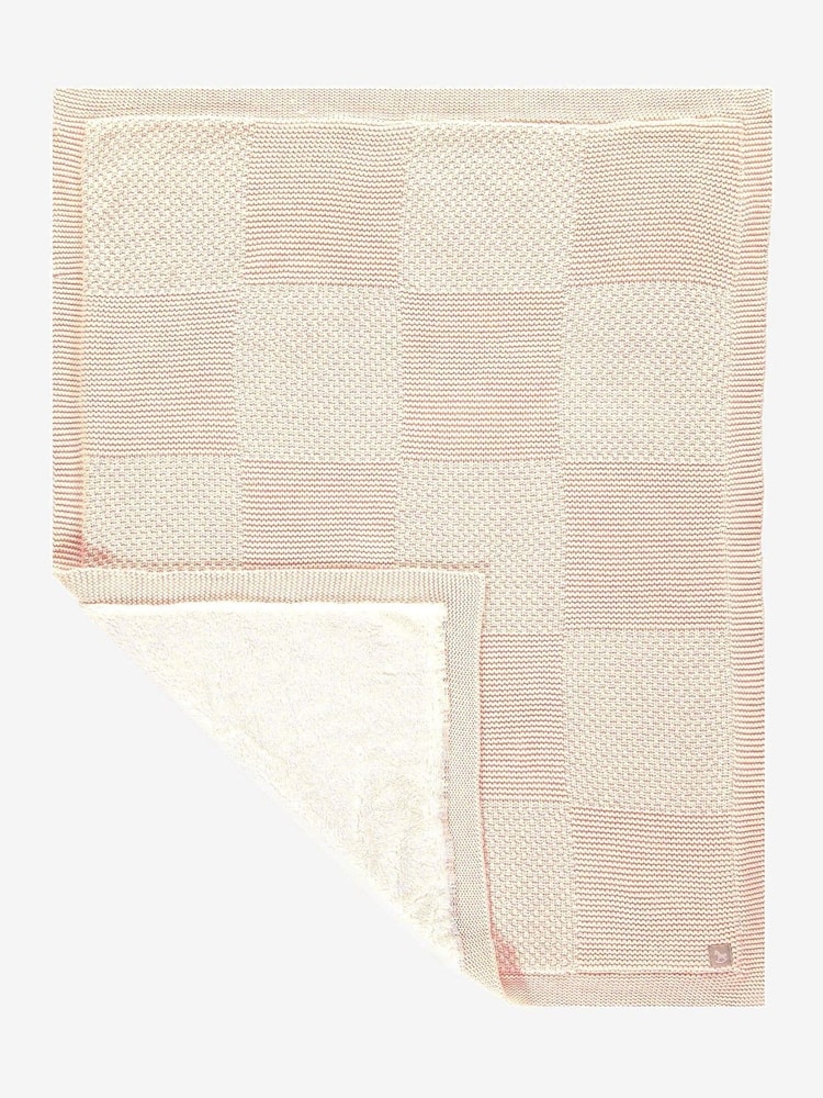 The Little Tailor Pink 100% Cotton Plush Knitted Blanket - Image 1 of 6 The Little Tailor Pink 100% Cotton Plush Knitted Blanket - Image 1 of 6