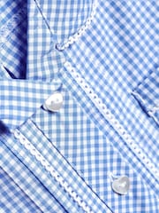 Blue Cotton Rich Button Front Lace Gingham School Dress (3-14yrs) - Image 7 of 7