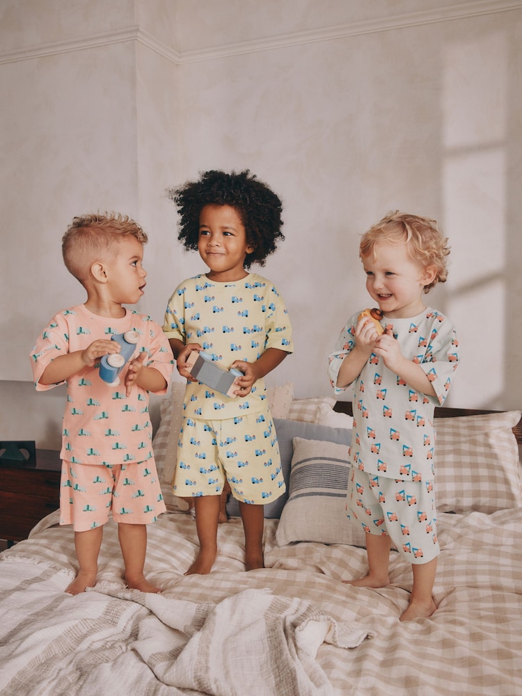 Multi Bright Transport Short Pyjamas 3 Pack (9mths-8yrs) - Image 1 of 6