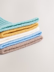 Muted Blue/Ecru/Ochre Ribbed Socks 5 Pack - Image 3 of 3