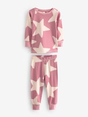 Pink/White Stampy Star Snuggle Pyjamas 3 Pack (12mths-12yrs) - Image 2 of 8