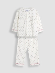 JoJo Maman Bébé Cream Rose Print Classic Woven Pyjamas - Image 1 of 6