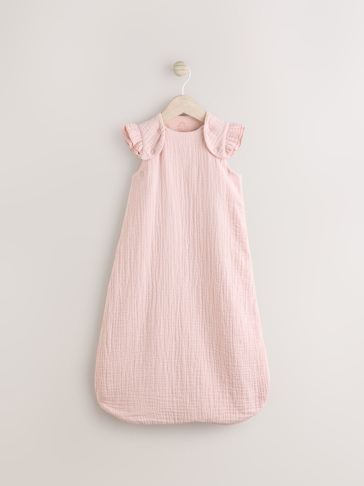 Modern Pink Muslin 1 Tog Baby 100% Cotton Sleep Bag - Image 1 of 8