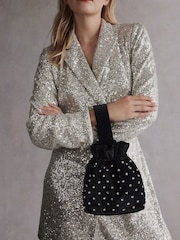 Black Tabitha Simmons Kaza Velvet Wristlet Bag - Image 1 of 10