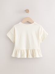 White 100% Cotton Short Sleeve Peplum T-Shirt (3mths-7yrs) - Image 6 of 8