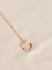 Gold Tone Initial Heart Locket Necklace - Image 9 of 11
