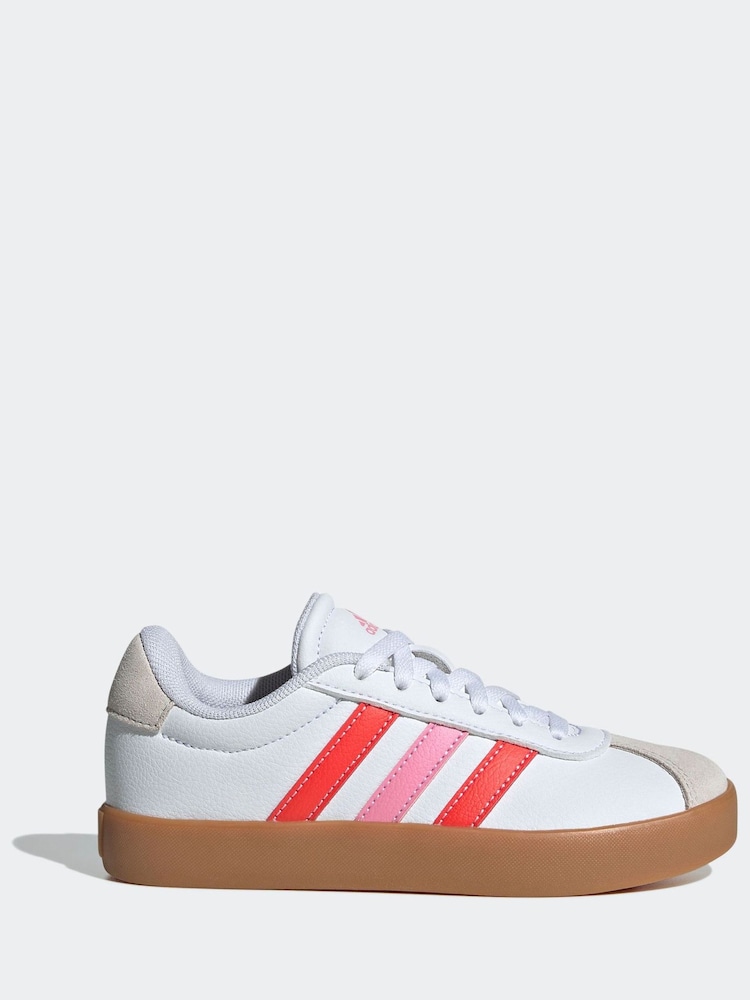 adidas White/Pink VL Court 3.0 Trainers - Image 1 of 9