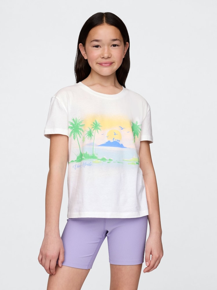 Gap White Short Sleeve Crew Neck Graphic T-Shirt (4-13yrs) - Image 1 of 4
