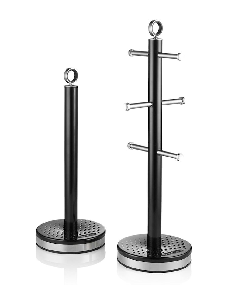 Swan Black Towel Pole and 6 Cup Mug Tree Set - Image 1 of 9