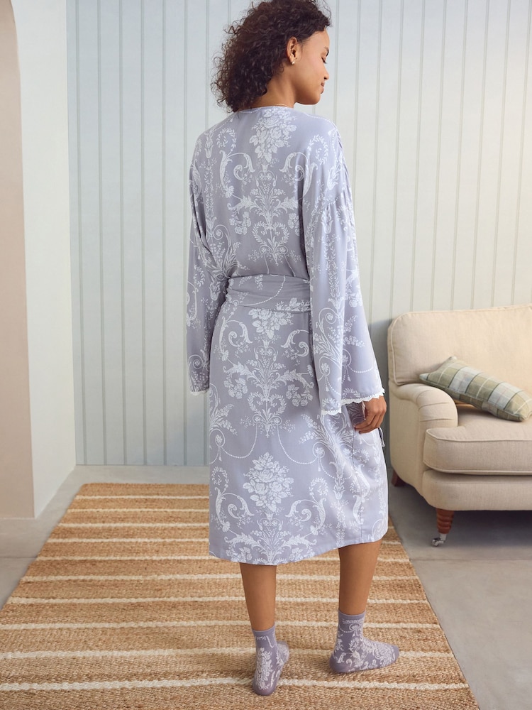 Laura Ashley Grey Josette Dressing Gown - Image 2 of 7