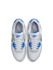 Nike White/Blue Air Max 90 Trainers - Image 10 of 15