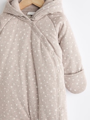 Chocolate Brown Star Jersey Wrap Baby Hooded Pramsuit - Image 3 of 7