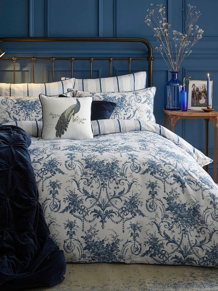 Laura Ashley Midnight Blue Tuileries 100% Cotton Duvet Cover and Pillowcase Set - Image 1 of 7