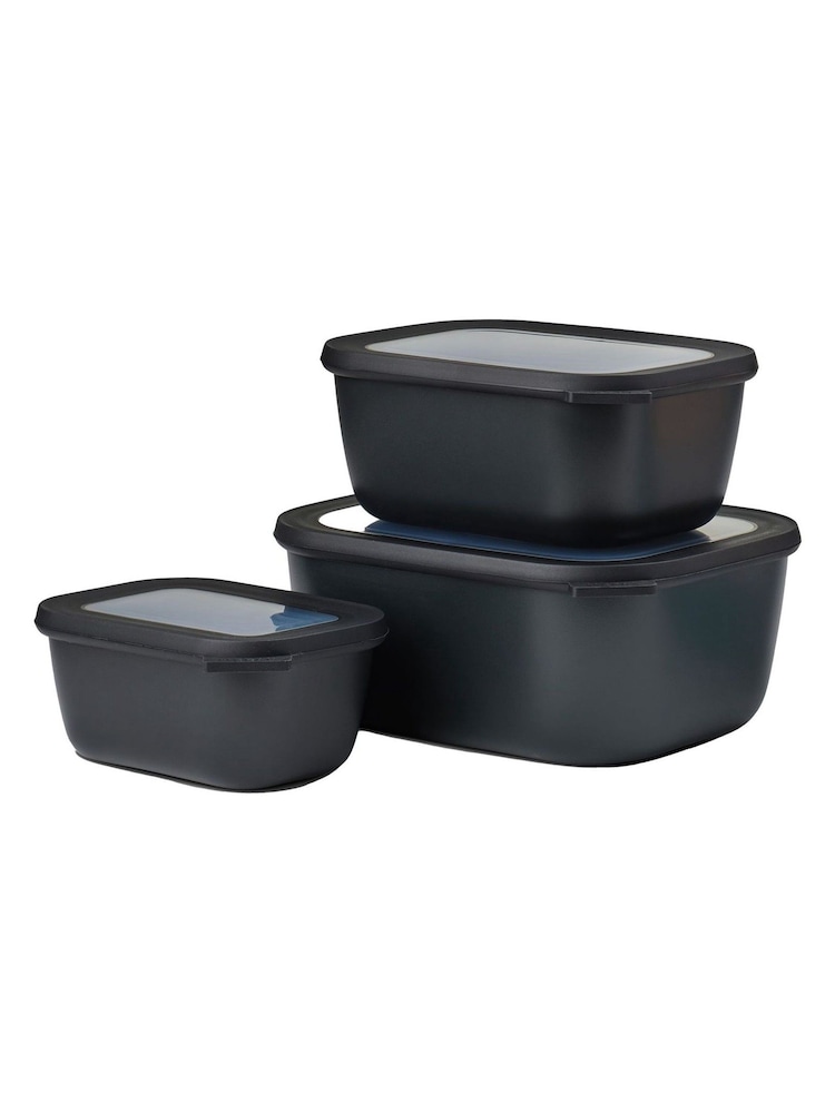 Mepal Nordic Black Cirqula Rectangular 3 Piece Food Storage Set - Image 1 of 2