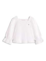 Tommy Hilfiger White Broderie Anglaise Pintuck Blouse - Image 5 of 5